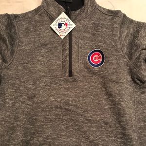 Antigua Chicago Cubs Heathered Gray Half Zip